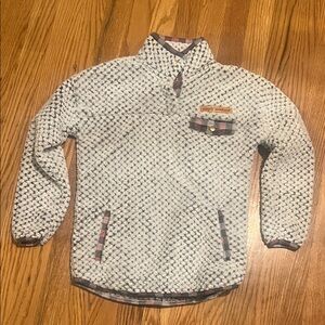 Simply Southern Kids White and Gray Fleece Pullover